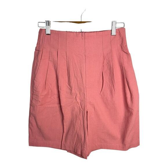 Halara High Waisted Shirred Side Pocket Resort Linen-Feel Shorts in Rosette S - Picture 4 of 10